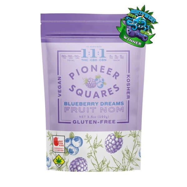 100mg - 10pk - 10:1 Black & Blueberry - Pioneer Squares - DOH Edible - Fruit Noms - CBD